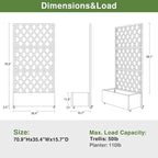 Casaphoria Metal Raised Garden Bed with Trellis and Wheels, 72"x35"x16" Planter Box for Climbing Plants, Vegetables & Vines, Features Drainage Holes and Privacy Screen (Black-Rhombus)