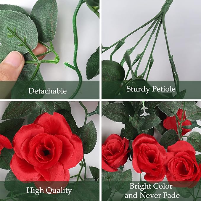 RECUTMS Artificial Hanging Rose Flowers for Outdoors 2PCS 3.3Ft Rose Vine Garlands for Decoration Artificial Hanging Plants for Home Living Room Garden Wedding Indoor Outside Decor