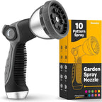 Hose Nozzle [Silver] Heavy Duty Hose Sprayer With 10 Adjustable Watering Patterns. Thumb Control Design, Comfortable Ergonomic Grip, Garden Hose Nozzle for Watering Plants & Lawns/Fun showers/Cleaning