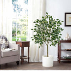 2 Pack Ficus Artificial Trees for Outdoors Indoor, 4ft Big Fake Plants with Pot and Realistic Leaves, Faux Plants Tall Outdoor for Home,Office, Living Room, Garden Decor