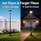 2 Pack 61" Solar Lamps Post,Solar Lamp Post Lights Waterproof Perfect for Festive Decoration in Gardens, Lawn, Patio, Front/Back Door