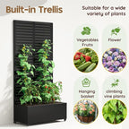 Metal Planter Box with Trellis,72"x35"x15",Galvanized Raised Garden Bed Trellis Outdoor Planter with Privacy Screen & Wheels and Drainage Holes,for Patio Climbing Vegetables,Flowers,Vines,Black