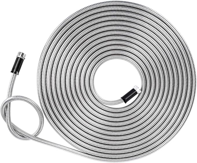 Beaulife Metal Garden Hose 100 ft Flexible No Kink Lightweight RV Drinking Water Hose Extension Leader Hose Heavy Duty Outdoor