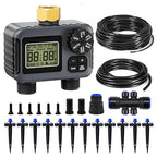 HIRALIY 50FT Drip Irrigation Kit with Garden Water Timer-2 Zone, Automatic Garden Watering System for Raised Bed, Quick Connect Design, Irrigation System for Plant Patio