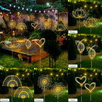 Slyuexu Solar Garden Lights Outdoor Waterproof, 4 Pack Total 480 LED Solar Firework Lights Decorative with 8 Lighting Modes Outside for Yard Pathway Flowerbed Decor, Warm White
