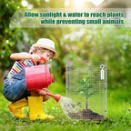 30Pcs Garden Plant Protector Cage 12''x12'', 10 Set Metal Wire Protectors for Plants, Protection Cages with Stakes Nylon Ties, Animals Barrier to Keep Chicken Rabbit Away from Plants Flower Vegetables