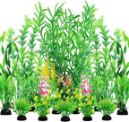 QUOZUO Fish Tank Plants, 20pcs Aquarium Decor Green Plants Artificial Aquarium Decorations Plant, Fish Tank Accessories for Household and Office Aquarium Simulation, Small to Large