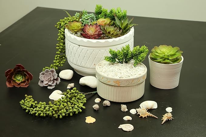 DECOROUS Artificial Succulents Plants Unpotted -14 Pack– Large Fake Succulent Plant Indoor Outdoors – Realistic Faux Cactus Suculentas Bulk for Home DIY Décor – Small Desert Plastic Cacti Succulants
