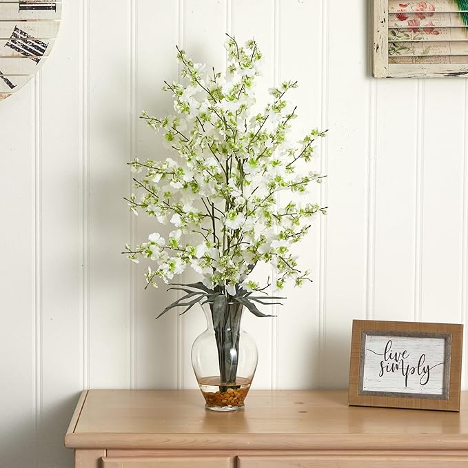 Nearly Natural 1073-GR Dancing Lady Liquid Illusion Silk Flower Arrangement, Green, 29 in x 10.25 in x 10.25 in