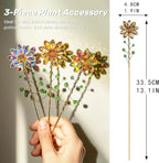 H&D HYALINE & DORA 3 Pcs Crystal Sunflower Suncatchers with 13'' Gold Trellis Metal Plant Stake for Indoor Outdoor Garden Potted Plants Decorations Plant Lover Gift(Ab, Red, Amber)
