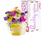Spring Fresh Cut Live Flowers Arranged in a Takeout Container with Your Personal Message Tucked Inside a Fortune Cookie