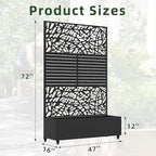 Casaphoria Metal Raised Garden Bed with Trellis and Wheels, 72"x47"x16" Arched Planter Box for Climbing Plants, Vegetables & Vines, Features Drainage Holes and Privacy Screen (Black-Net&Louvered)