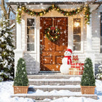 3ft Artificial Boxwood Topiary Trees (Set of 2) - UV Resistant Faux Plants Outdoor, Realistic 36" Fake Cone Bushes and Shrubs for Front Porch, Planter, Patio, Evergreen