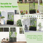 MOTION Outdoor Raised Garden Bed with Trellis - Free Standing Planter for Hanging Flower Baskets Lattice Planter Boxes, Black