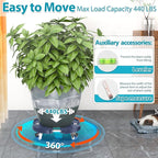 VANCASTLE Plant Caddy with Lockable Wheels Heavy Duty 450lbs Capacity, 15-22 Inch Adjustable Plant Stand with Wheels Rolling base, Plant Dolly for Flower Pot Mover Indoor Outdoor, Blue, 1 Pack