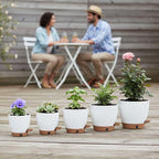 montresor 5-Pack Self-Watering Planters with Wick & Reservoir (5/5.5/6/6.5/7 Inch) – Plastic Indoor Pots with Drainage, Modern White Flower Pot for Violet, Herb
