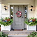 Alupssuc 48Pcs Artificial Flowers and Plants,UV Resistant & No Fade Fake Plastic Greenery Shrubs for Home Garden, Pathway, Front Porch-Spring Summer Decor, Indoor/Outdoor Use, Red Purple Pink Blue