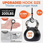 [HIGH-WORKLOAD] 200Lbs 4 Pcs Q-Hanger Hooks M8 with Washer & Safety Buckle, Heavy Duty 5’’ Windproof Screw Hooks for Hanging Plants, Yoga, Lights, Indoor & Outdoor Uses-Expansion Tubes, Screwdriver