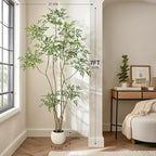 GarveeHome Artificial Plants Indoor,7 ft Tall Faux Floor Plant in Pot, Nandina Artificial Tree with White Planter for Home Decor Office Living Room