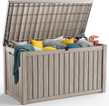 PatioZen 200 Gallon Resin Deck Box, Lockable Patio Outdoor Storage Box for Furniture, Garden Tools and Tools Storage, Waterproof Outside Storage Boxes - Grey
