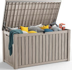 PatioZen 200 Gallon Resin Deck Box, Lockable Patio Outdoor Storage Box for Furniture, Garden Tools and Tools Storage, Waterproof Outside Storage Boxes - Grey