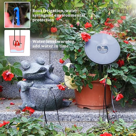 Solar Irrigation System TRJZWA Automatic Drip Irrigation System Kit for Outdoor/Indoor Garden Watering System with Water Level Detection,Drip Irrigation System Supports 15 Potted Plants