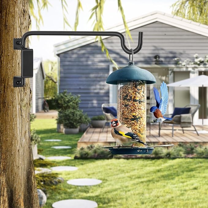 AILIN YELOKIE 12" 360° Swivel Plant Hanger - Heavy Duty Solid Steel Wall Hook, 12-Directional Adjustable for Bird Feeders, Outdoor/Indoor Plants, Garden & Patio