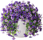 Artificial Hanging Baskets Outdoor, 4 Bundles Artificial Hanging Flowers Outdoors Spring Summer Decoration, No Fade Realistic Fake Hanging Baskets for Porch Patio Balcony Home Yard Decor
