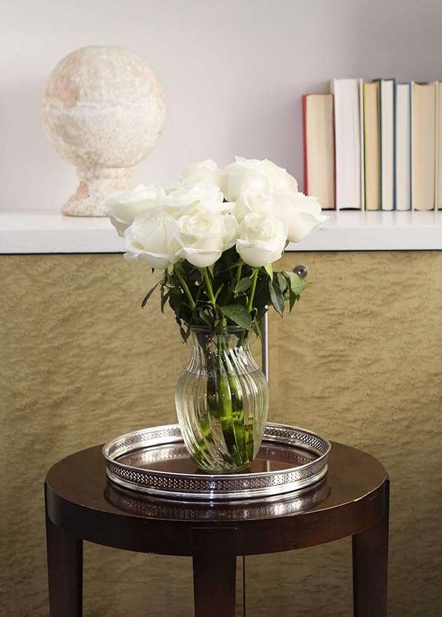 KaBloom - Bouquet of 12 Fresh White Roses (Farm-Fresh, Long-Stem) - Fresh Flowers for Birthday, Valentine's & Mother's Day