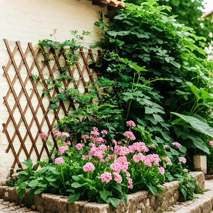 4 Pcs Expandable Garden Trellis, 38" x 89" Thickened Large Wooden Lattice Panel Lattice Trellis for Climbing Plants Outdoor Ivy Vine Rose Clematis for Garden Fence Wall Patio Room Decor (4)