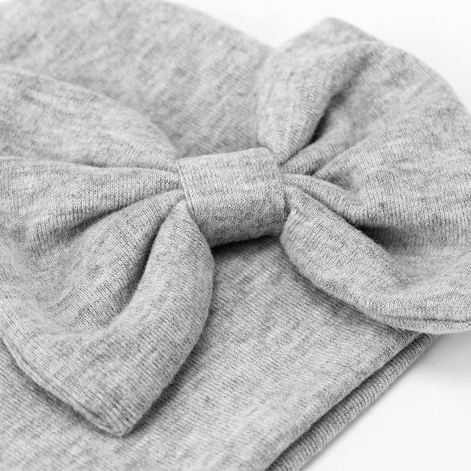 BQUBO Newborn Baby Girls Hats Mittens Set Hospital Hat Beanie Infant Bow Hats Baby Cotton Gloves for 0-6 Months