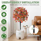 Alupssuc 2Pcs 20" Artificial Topiary Ball Flowers for Outdoors Planters, Spring Decoration with Spike, UV Resistant Faux Summer Plants, Fake Bushes Indoor Decor, Mix 4 Colors for Garden, Porch & Patio