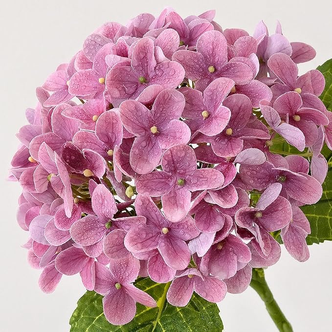 ZYTUYO 4Pcs 20" Real Touch Hydrangea Artificial Flowers Dark Pink Lifelike Fake Latex Hydrangeas for Baby Shower Party Wedding Flower Arrangement Indoor Home Office Xmas Table Decoration