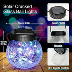 kolpop 2 Pack Solar Lantern Outdoor Lights, Multi-Coloured Solars Lanterns with 30 LED, Crackle Glass Ball Waterproof Hanging Solar Lights for Garden Decor Patio Fence Yard Christmas Tree Decoration
