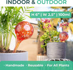 Reifier 6-Pack Plant Watering Globes - Self Watering Bulbs for Indoor & Outdoor Plants - Hand-Blown & Colorful Water Globes - Aqua Globes for Plants - Measures 6" L x 2.5" D