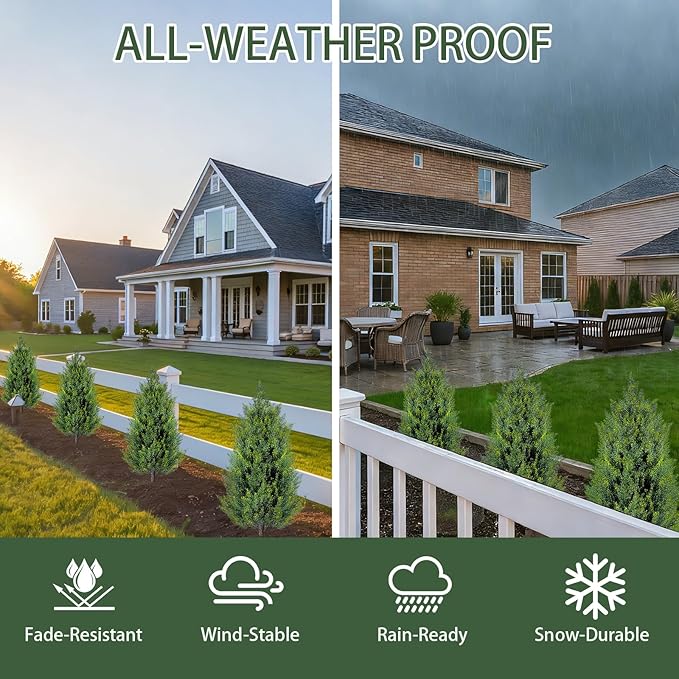 2 Pack 3FT Artificial Cedar Topiary Trees with Ground Spike, Realistic Fake Plants Tree UV Resistant Artificial Plants Indoor Outdoor Faux Plants Evergreen Bushes Shrubs for Porch Garden Office