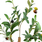 Nearly Natural Olive Tree Artificial Indoor 4FT Tall Silk Faux Olive Tree for Home and Office Decor, Fake Potted Olive Tree with Natural Wood Trunk, Realistic Olive Tree Branches and Lifelike Fruits