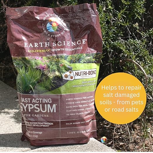 Earth Science Fast Acting Gypsum Granules—5 lb— Soil Conditioner Adds Calcium, Repairs Salt Damage & Root Growth with Nutri-Bond Runoff Reduction Technology