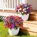 Artificial Impatiens Flowers for Outdoors, 6 Bundles Silk Fake Flowers for Spring Summer Decoration, UV Resistant Faux Plants Plastic Bouquet for Home Planter Porch Patio Yard Decor(Red Purple)