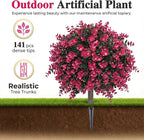 PATIO CHOICE Topiary Trees Artificial Outdoor Boxwood Ball Trees with Ground Spike Set of 2 22" Fake Outdoor Plants Faux Bushes and Shrubs Decorations for Outdoor Indoor Front Porch Garden