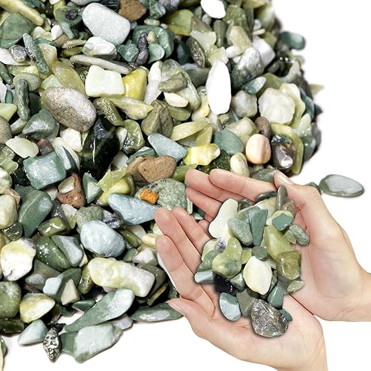 Natural Pea Gravel Pebbles for Plants, Fish Tank Gravel, Small Rocks for Outdoor Landscaping, Terrarium, Fish Tank, Home Decoration (10 Pounds, 1/5-3/5 inch, Green)