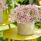 ATTGREAT Artificial Flowers Outdoor Faux Plants UV Resistant Fake Patio Flowers Plastic Greenery Plnats Outside Bulk for Spring Garden Hanging Planter Home Vase Decor, 24 Bundles (Pink)