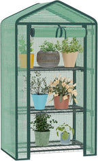 Greenhouse for Indoor Outdoor, Small Plastic Plant Green House 3-Tier Rack Stand Portable Greenhouses with Durable PE Cover for Seedling