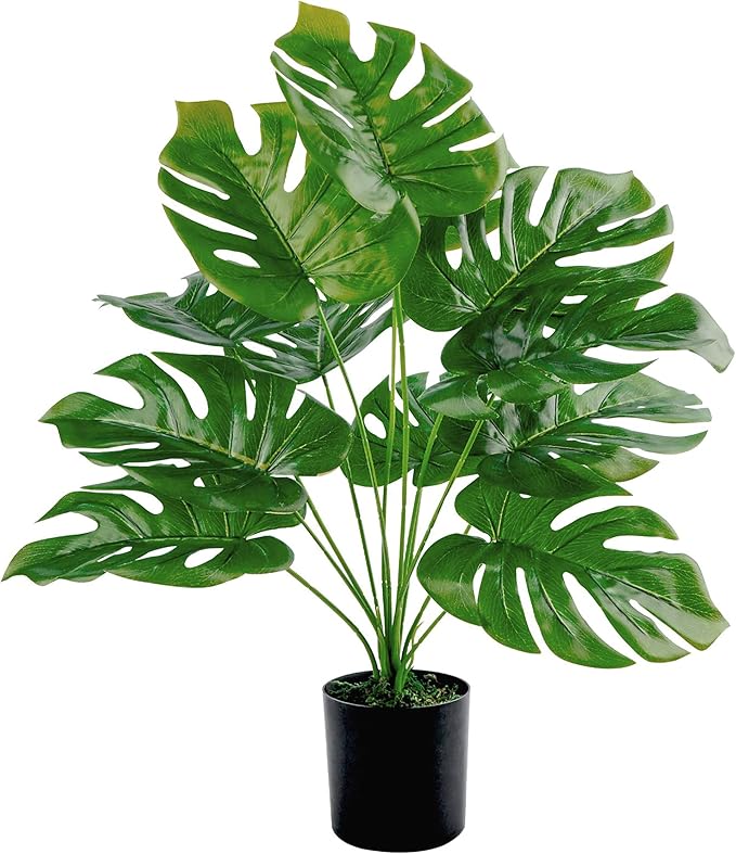 Toopify Artificial Palm Tree, 19" Large Fake Plants in Pot for Indoor and Outdoor Home Office Decor