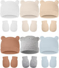 Geyoga 12 Pieces Newborn Hat Mittens Gloves Set Baby Boys Girls Cotton Baby Beanie for 0-12 Months