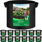 JNYONG 12-Pack 7 Gallon Thickened Non-Woven Grow Bags, Aeration Fabric Pots with Handles