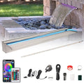 PONDO Pool Waterfall 36" APP with 16 Colors LED Lights, Stainless Steel Pond Fountain Set for Outdoor Decorations, Patio Waterfall Spillway Kit on the Wall for Garden, Easy Installation