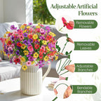 Alupssuc 48 Bundles Artificial Flowers for Outdoors Decoration, UV Resistant Silk Faux Floral Spring Fake Plastic Plants Greenery for Outside Indoor Porch Window Planter Home Decor(Upgrade 6 Colors)