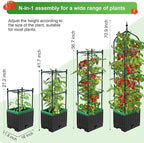 Raised Garden Bed Planter Boxes with Trellis,1pcs 70.9" Self-Watering Tomato Planter Boxes with Trellis for Climbing Vegetables Plants Flowers Tomato,Use for Indoor Outdoor (Black)