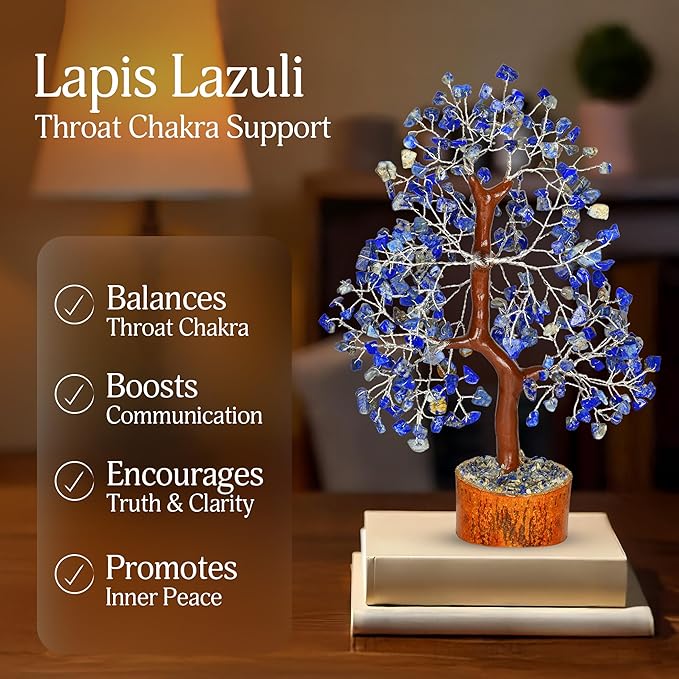 Lapis Lazuli Chakra Tree - Crystal Tree, Money Tree, Chakra Tree of Life, Healing Stone, Gemstones and Crystals, Crystal Tree for Positive Energy
